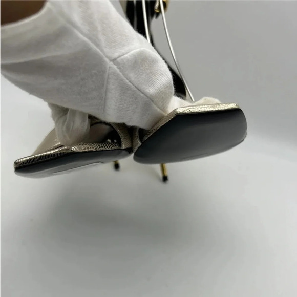 Balmain Uma Lizard-Embossed Leather Sandals Gold Women’s EU 37.5 New In box - Picture 11 of 16